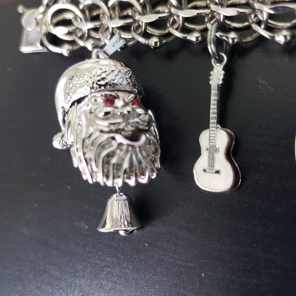 ELCO Sterling Silver Charm Bracelet, Double Chain with Ball Accents/Heart 7.25" - Picture 4 of 17